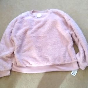NWT Women's Secret Treasures light rose sherpa sleep top size L (12/14)
